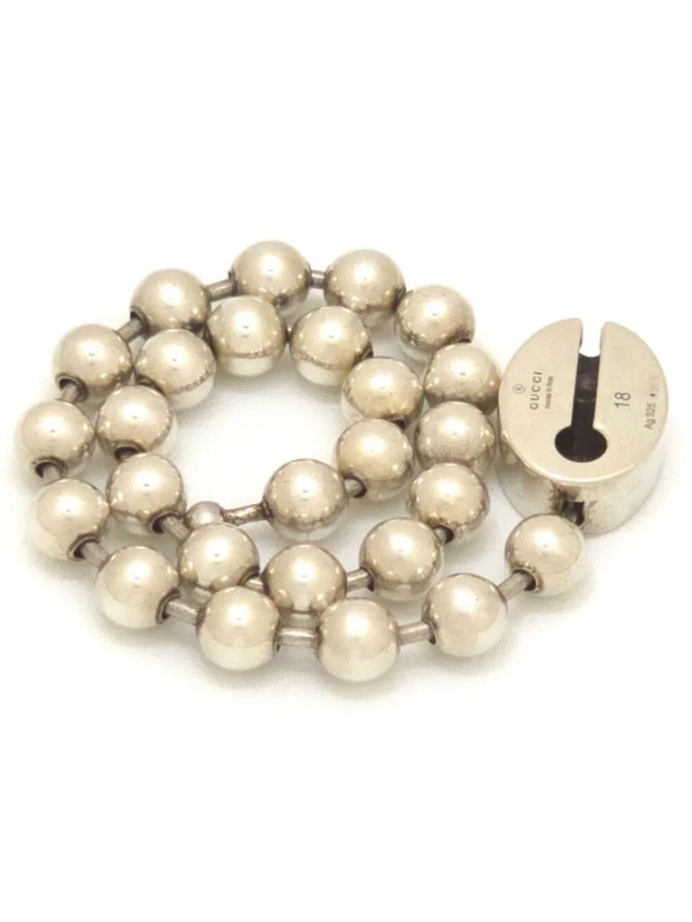 Gucci Interlocking Ball Chain Bracelet 18 17.7 Blue Color Enamel Sterling Silver